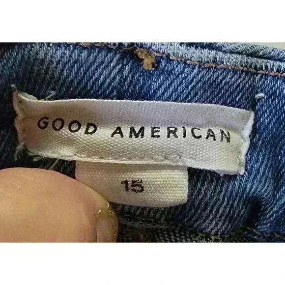 Good American High Rise Jeans Good Waist Distressed Indigo #GW731T Size 15/26 - Picture 10 of 16